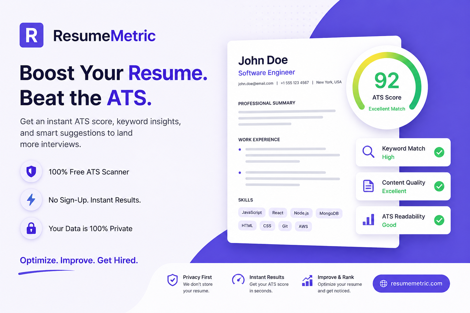 ResumeMetric — 官网预览图
